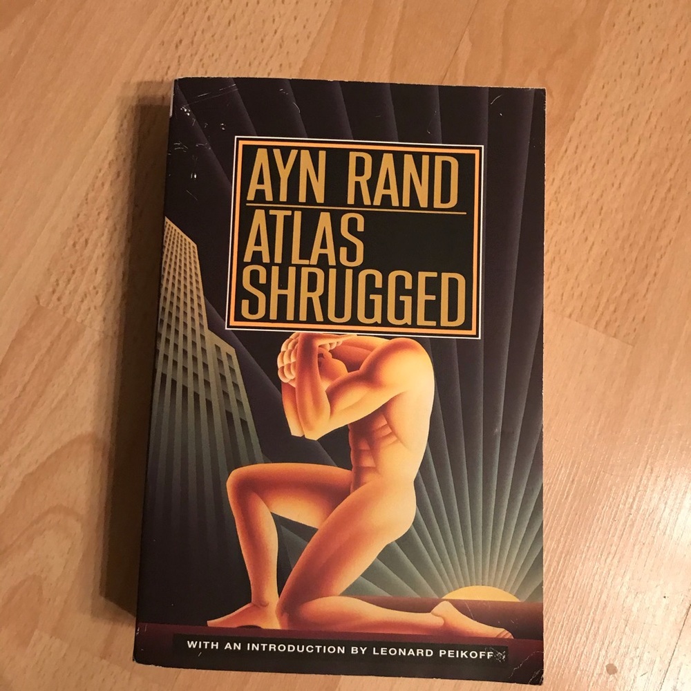 Ayn Rand “Atlas Shrugged” softcover book.